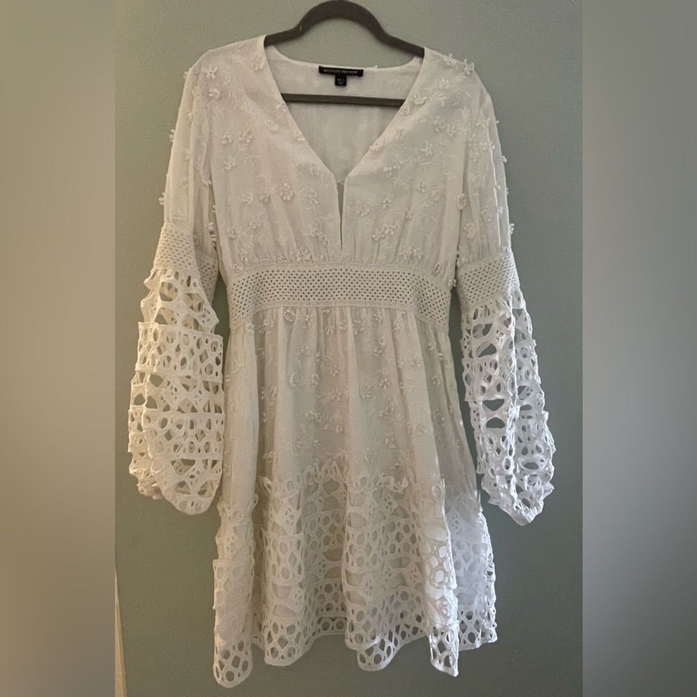 Boston Proper White Mixed Media Dress
